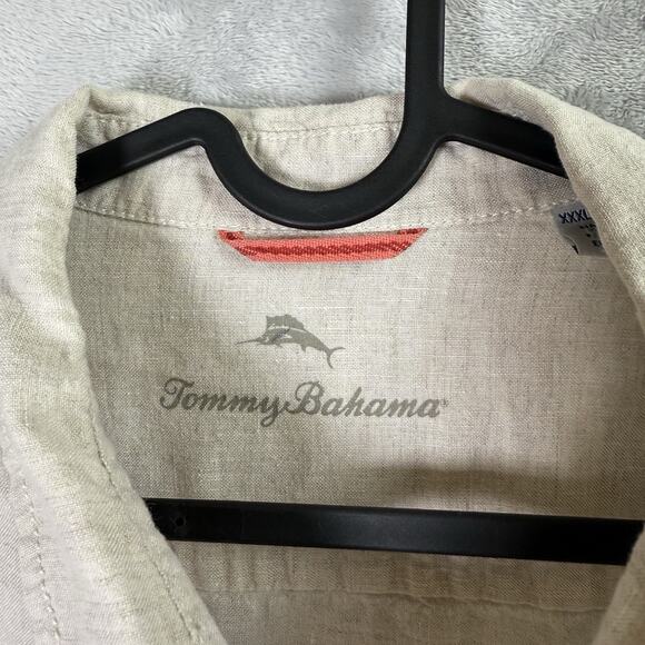Tommy Bahama Button Up Shirt Men's XXL Linen Cream Tropical Breathable Pocket - Picture 11 of 16